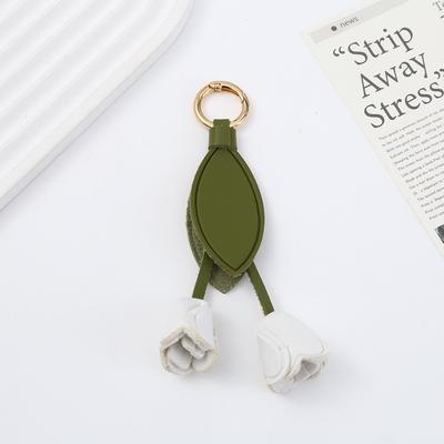 Lovely Hanger Tulip Leather Pendant DIY Cartoon Flower Pu Keychain Creative Handmade Bag Charm Bag Ornament