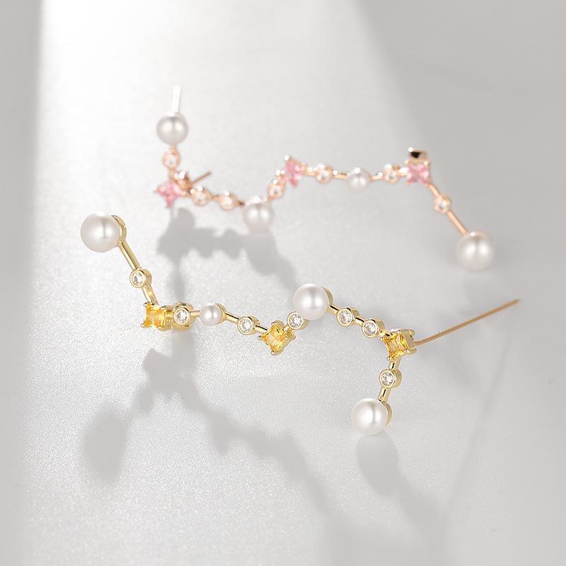 Vynikající zirkonová brož Velký vůz s designem přírodní sladkovodní perly pro ženy