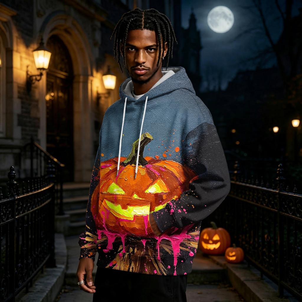 Men's Halloween Print Pullover Hoodie Long Sleeve Sweatshirt