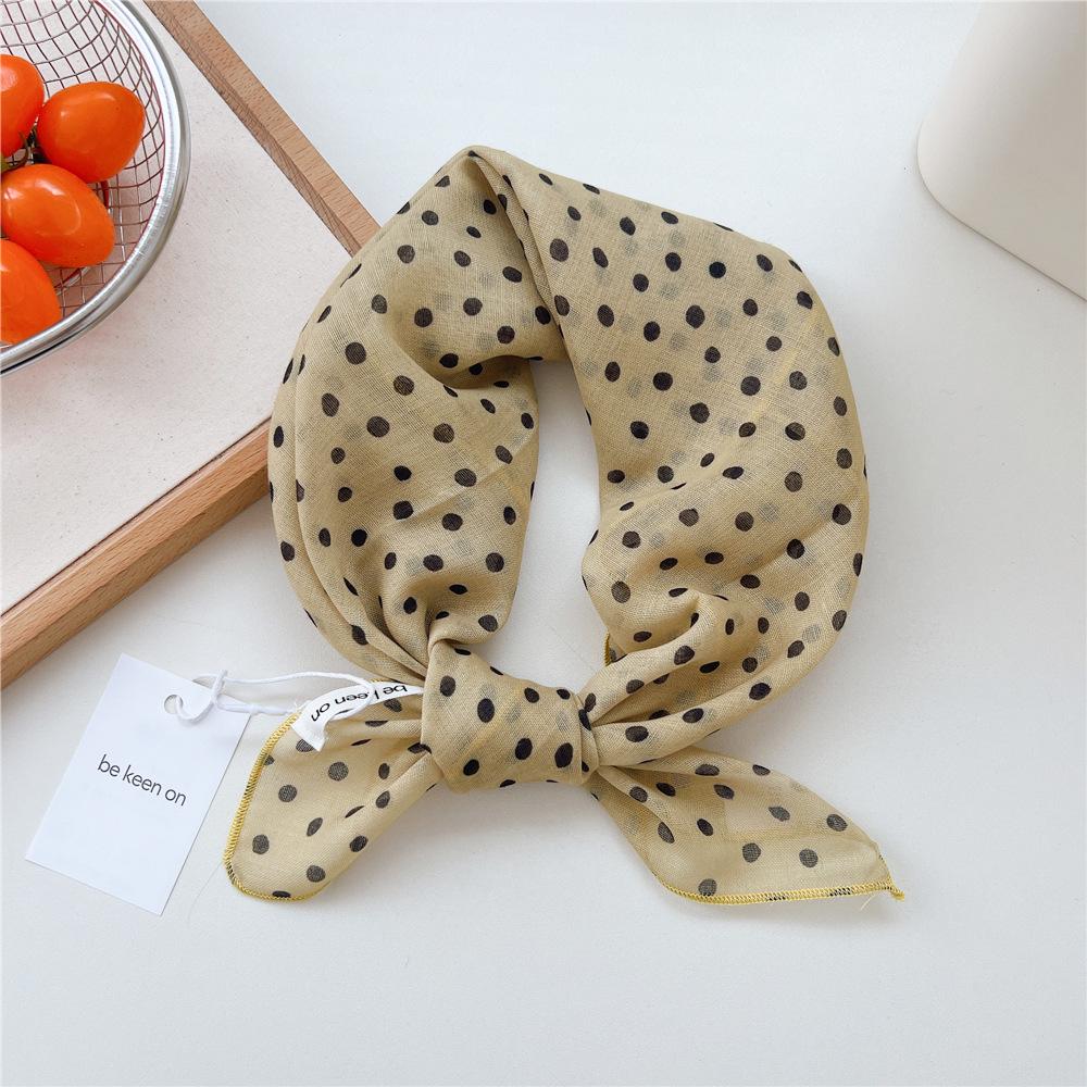 Koreanisches Trendiges Frühlings-Gepunktetes Seiden-Kopftuch - Quadratisches Mode-Tuch für Damen für Haare, Hals und Dekoration