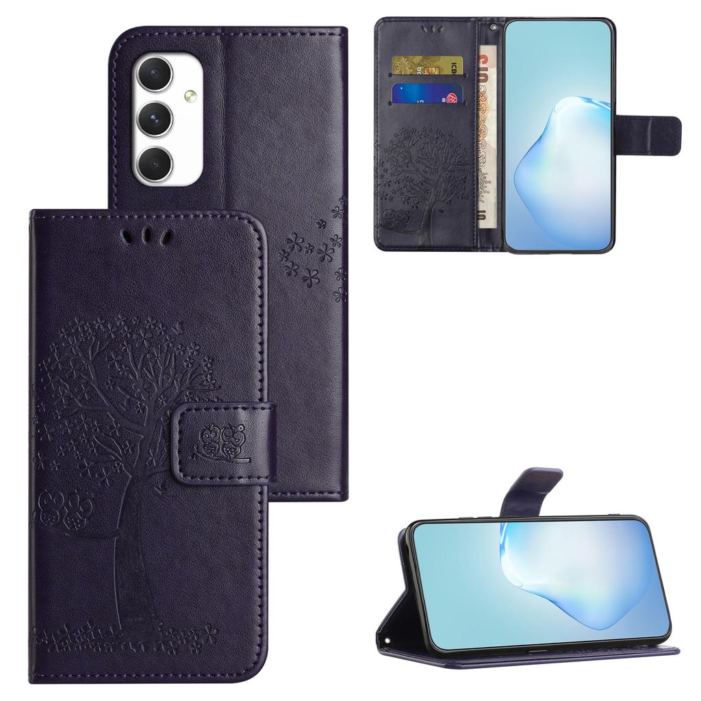Für Samsung Galaxy A16 5G/A16 4G Hülle PU Leder Eule Baum Aufgedruckt Brieftasche Handyhülle