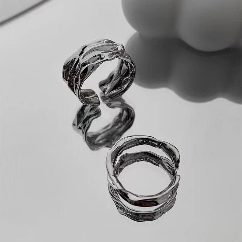 Punk Adjustable Open Ring for Women Men Geometric Irregular Personality Temperament Rock Metal Y2K Accessories Jewelry Gifts