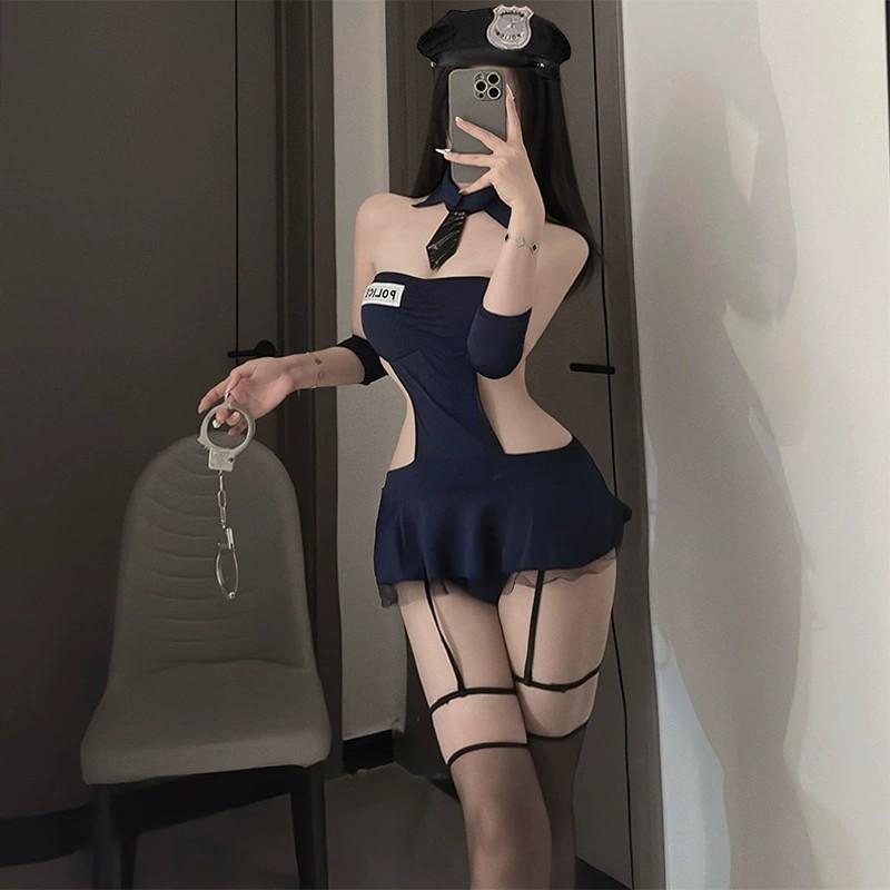 Anime Cosplay Policewoman Officer Passion Sexy Lingerie Uniform Roleplay Erotic Outfit Carnival Halloween Fancy Party Dress