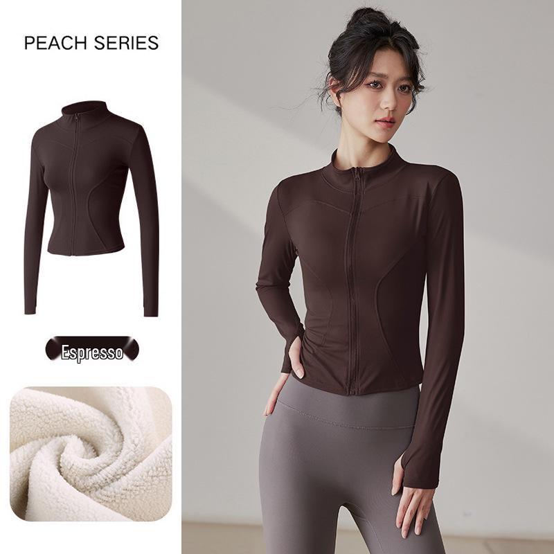 Women s Velvet Stand-up Collar Yoga Top: Autumn & Winter Sports Fitness Cycling Jacket XL