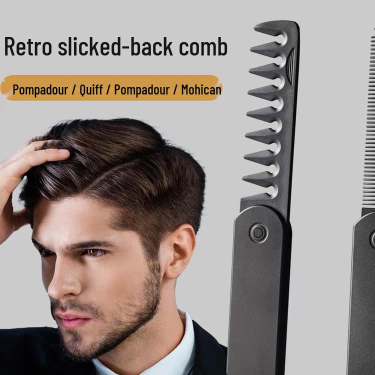 Men's and Women's Dual-Tooth Folding Comb: Wide-Tooth for Beards and Fine-Tooth for Hair Straightening and Styling.