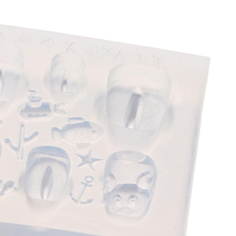 Silicone Nail Art Mold With Small Shark Crab Drift Bottle Designs For Manicure Fashionable Nail Art Design Mould