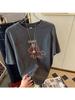 Women's Red Year of the Horse Print Brushed Cotton Short Sleeve T-shirt - Loose Fit, Versatile Trendy Style