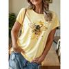 Women's Casual Graphic Tee Watercolor Bee Inspirational Slogan Daily Wear Top