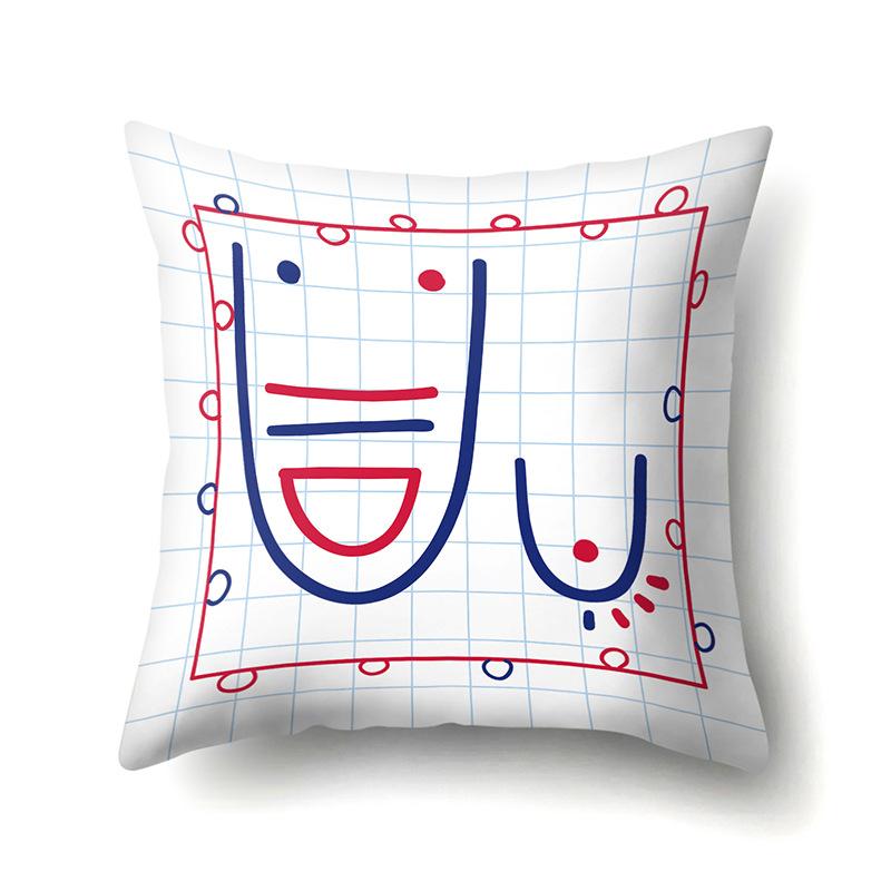 Polyester Pillow Case Decoration Home 26 English Letter Printing Pillow Case British Style Bedside Cushion Cover