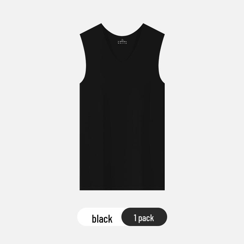 

Men s White Ice Silk Seamless V-Neck Sports Vest - Summer Sleeveless, Wide Shoulder, Slim Fit. 3XL чорний