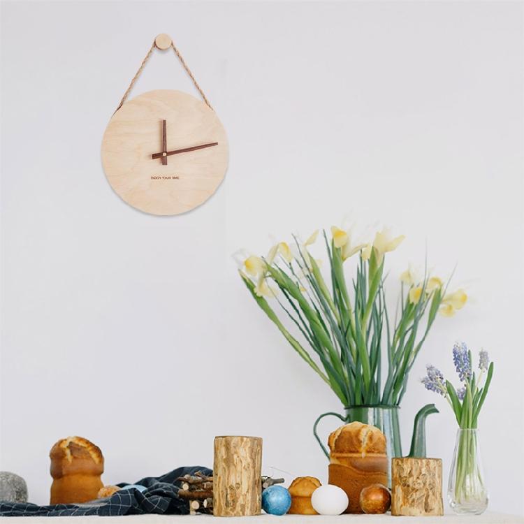 Simple Design Wooden Nordic Sling Wall Clock for Creative Home Living Room Decor