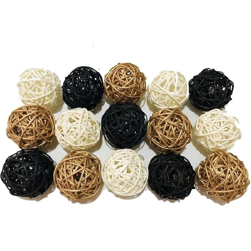 15 Pieces Wicker Rattan Balls Decorative Orbs Vase Fillers for Craft, Party, Wedding Table Decoration, Baby Shower, Aromatherapy Accessories, 2 Inch