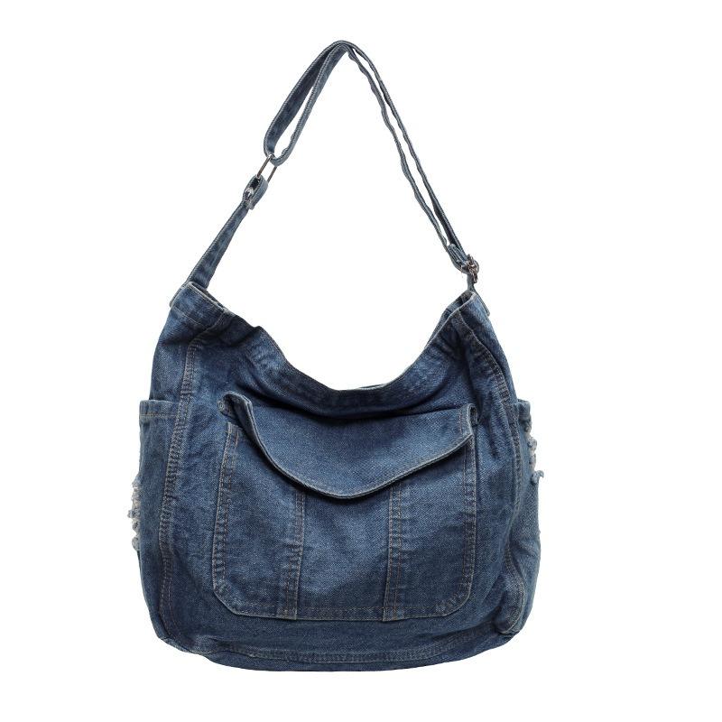 Washed Denim Tote Bag Women's New Large-capacity Shoulder Bag Class Messenger Bag