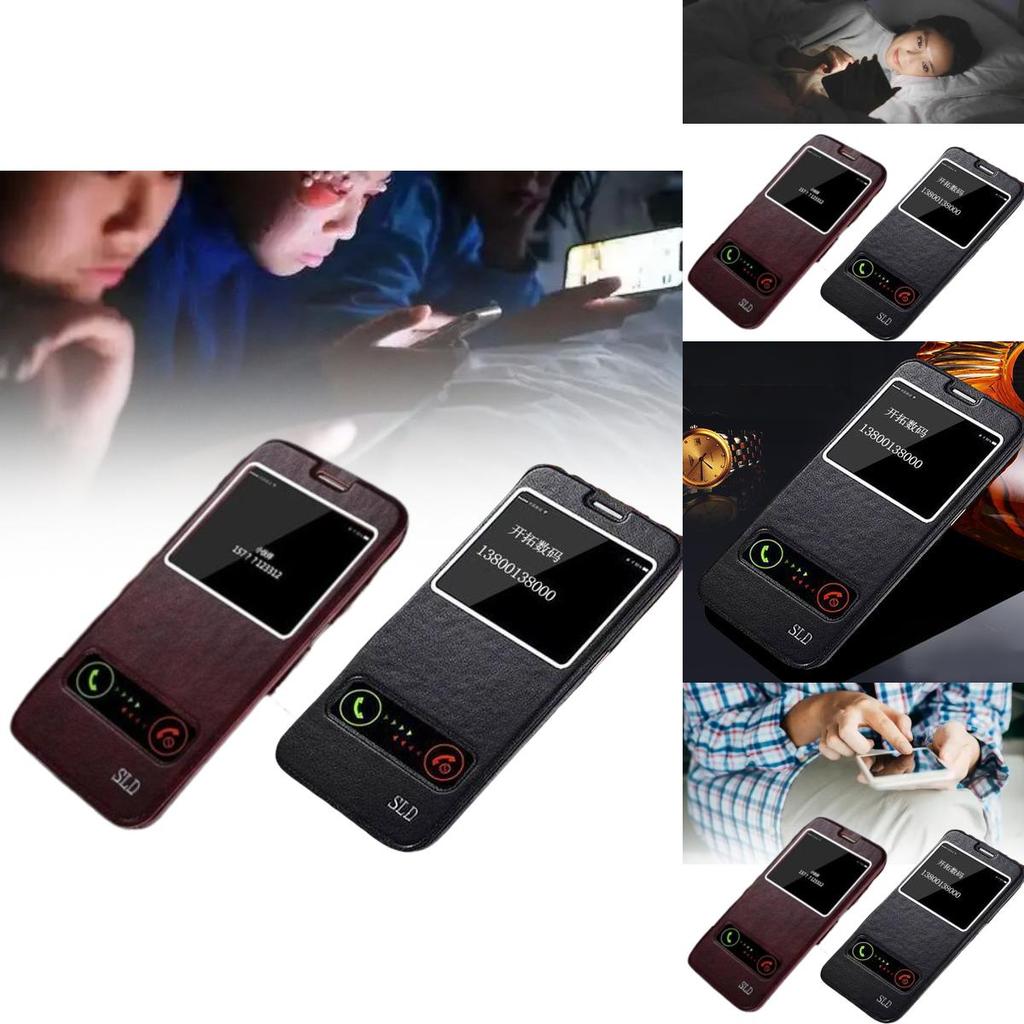 For Samsung S6 S7 S7edge S6edge Leather Phone Case With Shockproof Dual Window Flip Cover For Home And Travel