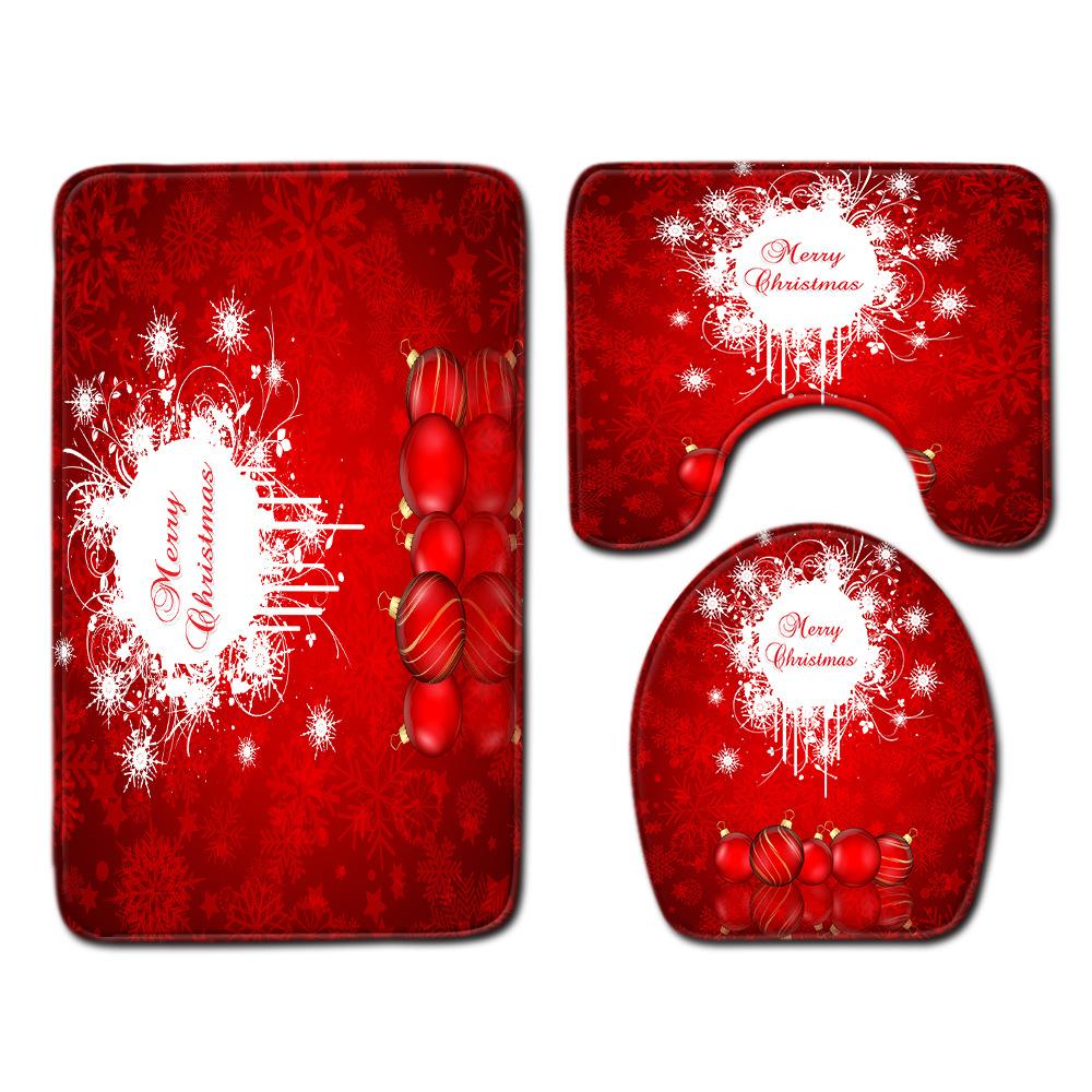 Christmas Bathroom Floor Mat Toilet Three-Piece Set