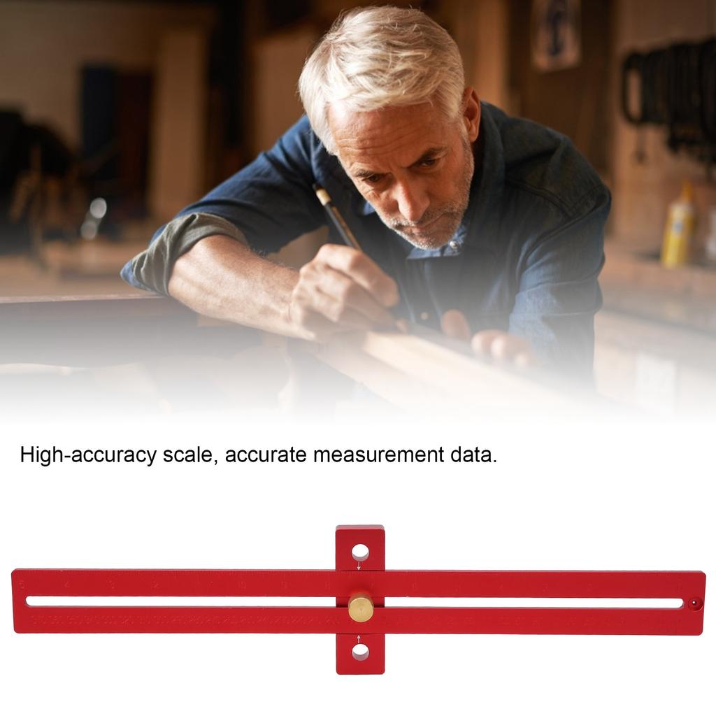 0‑370mm Scribe Ruler Woodworking Ruler Woodworking Scribe Ruler T‑Type Line Locator Aluminum Alloy Measuring Tool 0-370mm
