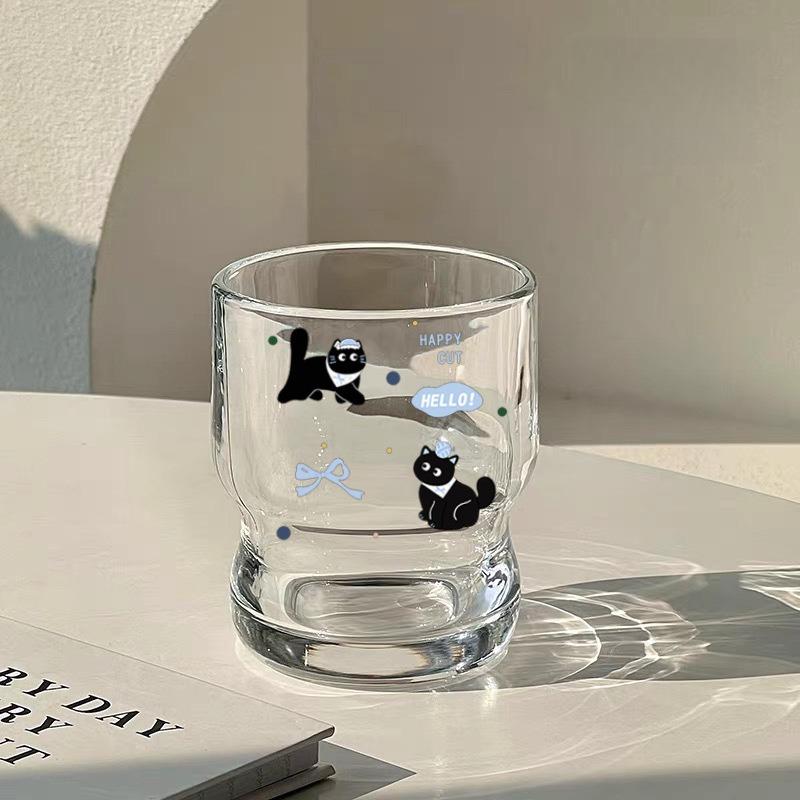 Kawaii Puppy Christmas Glass Cup Aesthetic Cute Tumbler For Hot Iced Coffee Juice Wine Milk Drinking Glass Ice Cream Dessert Cup 290ml