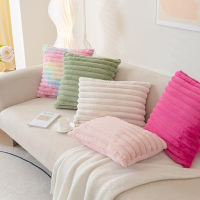 Solid Color Rabbit Fur Pillow Large Thick Strip Home Plush Pillow Case Living Room Study Sofa Cushion Bedroom Pillow Case
