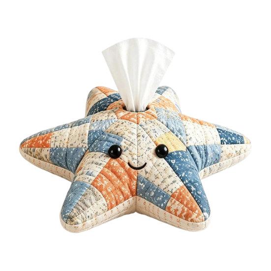 DIY Tissue Box, Top Opening Soft Fabric Cover, Marine Animal Theme Tissue Dispenser, Multipurpose Patchwork Designs Sewing Kit, for Home Car Office