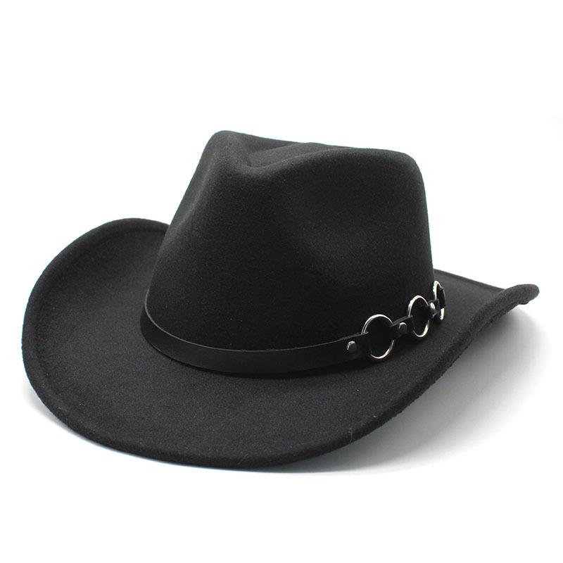 Men And Women Woolen Top Hat Western Cowboy Gentleman Jazz Concave Top Felt Hat