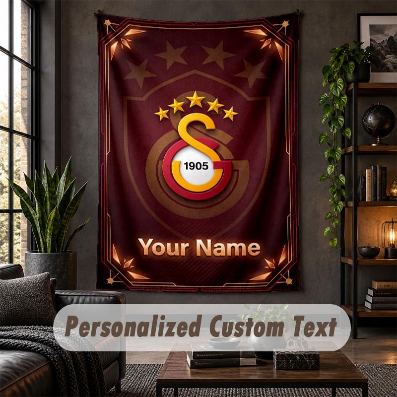 Arazzo da Parete Stampa Galatasaray FC Testo Nome Personalizzato Appeso a Parete Decorazione per la Casa