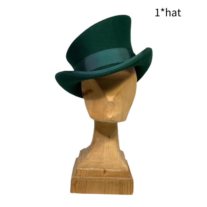 

Hat Steam Punk Ribbon Decorative Hats Cover Head Plush Material Solid Color зелений