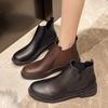 British Style Casual Round Head Flat Bottom Short Boots Elastic Band Martin Boots 2025 New Soft Leather Short Chelsea Boots Women