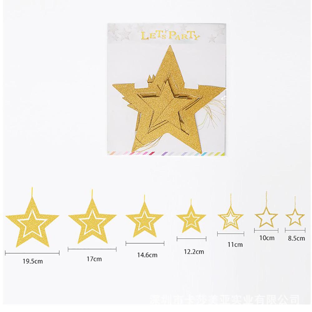 7Pcs/Pack Hollow Out Star With Glitter Paper For Christmas New Year Wedding Birthday Party Home Cafe Shopwindow Hanging Ornaments Decoration Supplies