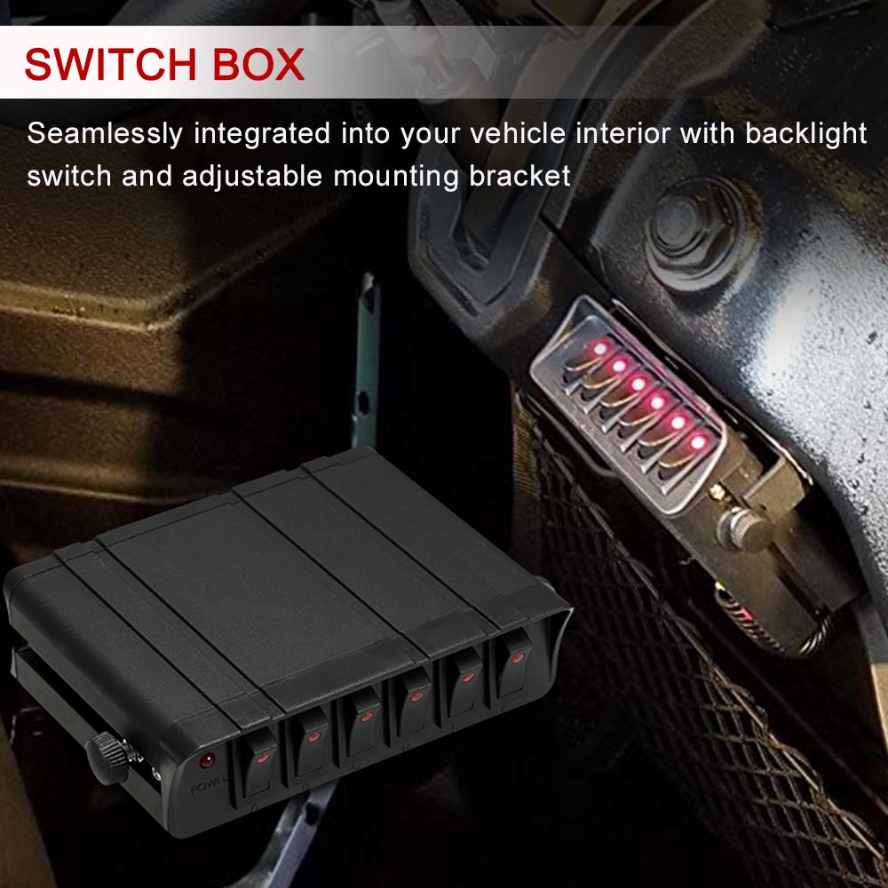 80-Amp On/Off Switch Box Controller 20A Rocker Switches box 12V SPST 6-Gang Rocker Switch Panel