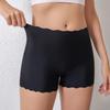 Women's Sexy High-Waisted Slimming Seamless Bow Trim Pants Non-Rolling Wave High Stretch Ice Silk Anti-Chafing Solid Knitted