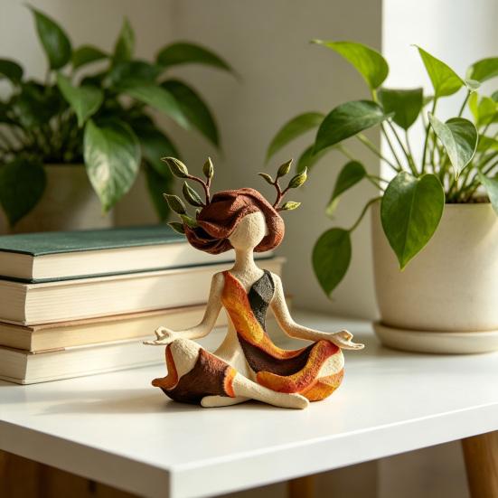 Abstract Yoga Girl Figurine Resin Meditating Lady Statue for Spa Yoga Room Home Desk Shelf Decor Gifts for Women