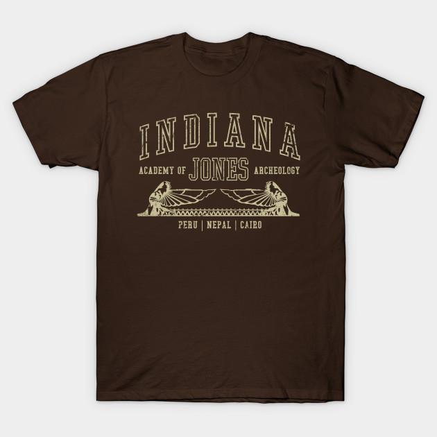 

Men Black Print T-shirt Indiana Jones Academy Of Archeology No-Cut Transfer Paper Print Cotton Tshirt XL коричневий