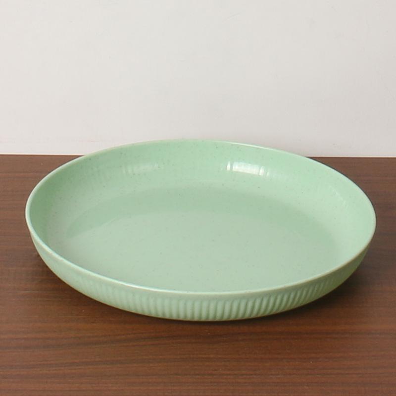 

23cm Striped Wheat Straw Plate Set - 12 Snack, Dessert, Fruit, and Vegetable Plates for Household Use 23cm Striped Plate