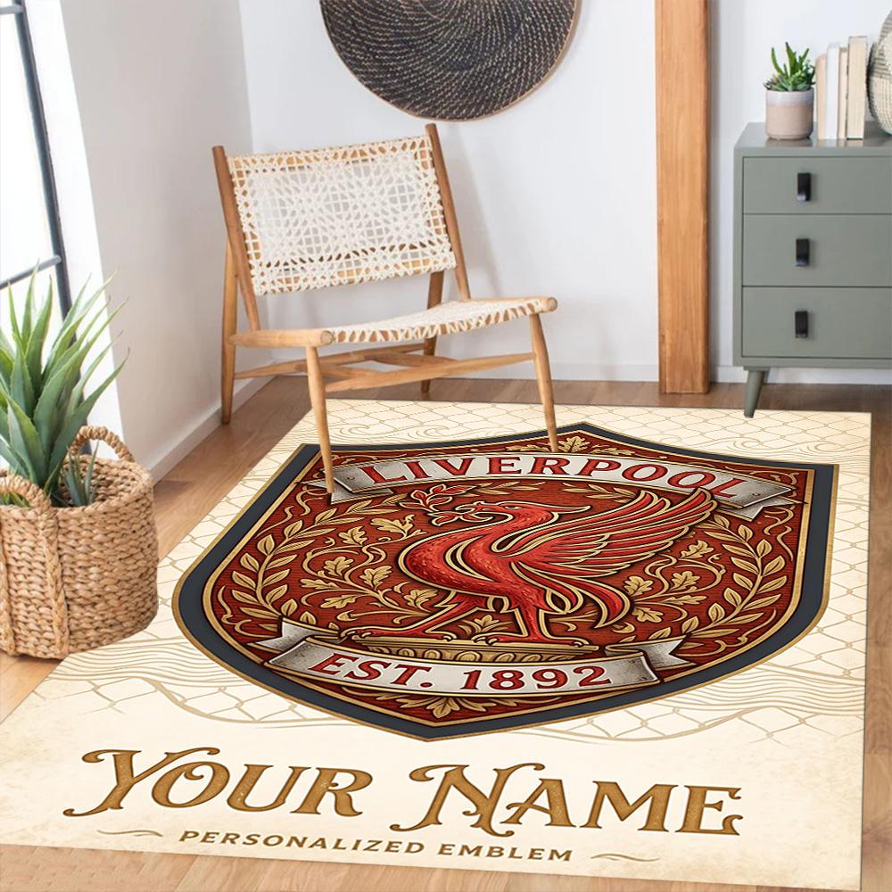 Liverpool Fc Customized Name Area Rug Perfect For Entryway Decorate Room Balcony Outdoor Antislip Carpet Decorate Offices
