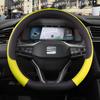 Funda para volante de coche Seat Ibiza 6L 6J 6P 6F KJ1 FR, piel sintética, antideslizante, 9 colores, accesorios para coche, envío rápido.