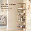 Bamboo Storage Shelf, 5-tier Corner Shelf, Freestanding Shelving Unit for Living Room, Home Office, Natural Wood Finish