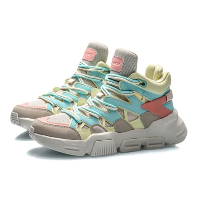 Li Ning Slip Resistant And Breathable High top Vintage Basketball Shoes Women's Electric Blue AGBQ062-3