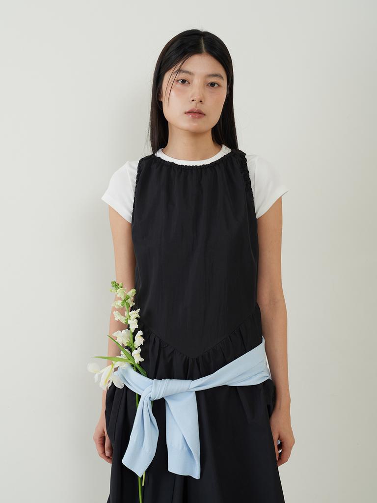 From Wear Balloon Sleeveless Dress Black