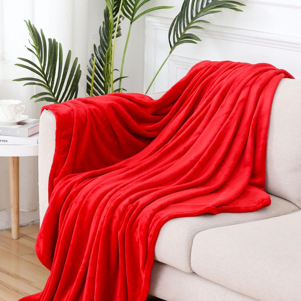 All-season Bedroom Throw Blanket Solid Color Flannel Soft and Comfortable Blanket Gift Air Conditioner Sofa Household Blanket