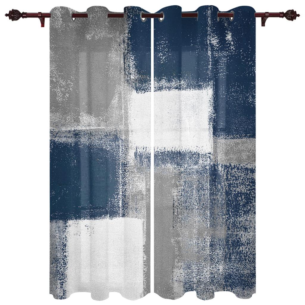 Olieverf Abstract Geometrisch Geel Gordijnen Woondecoratie Woonkamer Gordijnen Badkamer Slaapkamer Raamgordijnen