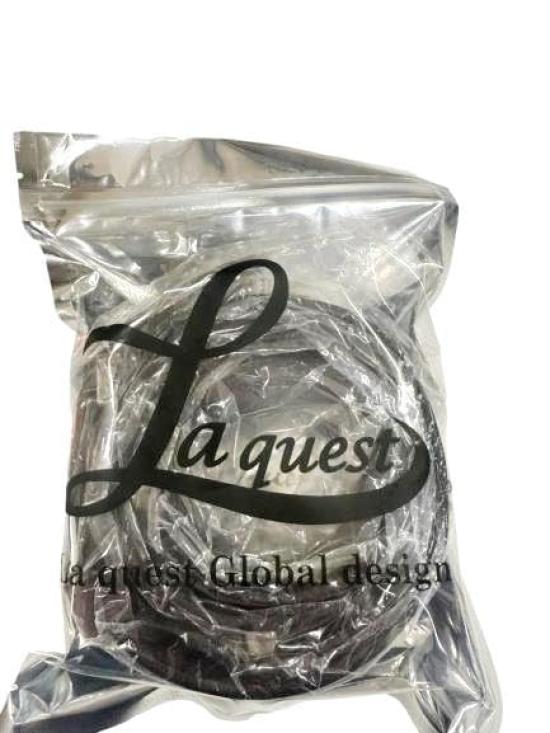 [Laquest] Laquest Leather Belt, Arabesque Pattern Embossed, Cowhide Leather, Men's Leather Belt (Black)