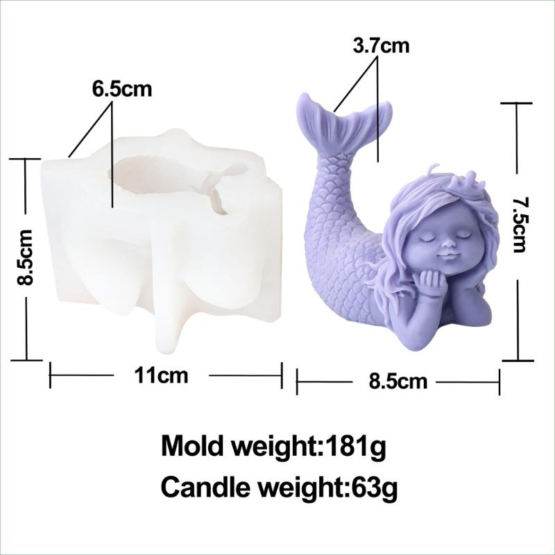 Mermaids Candle Silicone Mold Human Girl Soap Resin Plaster Mould Cake Chocolate Making Sleep Girl Statue Desktop Decor