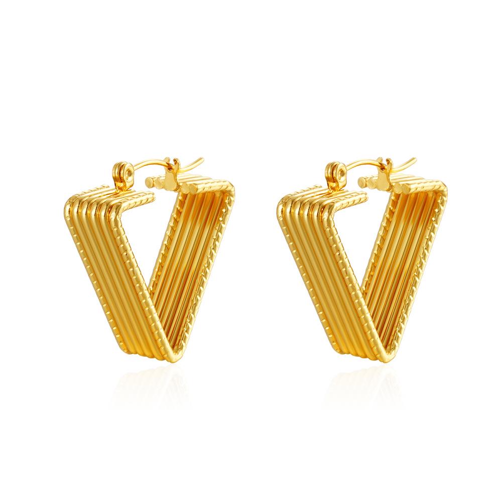 IMI Titanium Steel Twisted Line Hoop Earrings - Light Luxury Geometric Design
