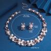 3PC Women's Fashion Multi Color Imitation Zircon Necklace Earrings Zircon Set Wedding Party Festival Gift-8352