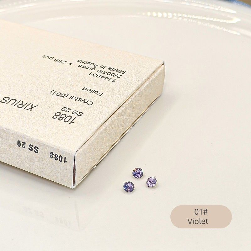 

4mm Flash Chinese Stud Earrings Edge Ear Bone Stud Removal-Free before Sleep Ear Nail Zircon Mini Pole Small Ear Bone Stud Ear Bone Stud 1# Violet 371 about 4mm single