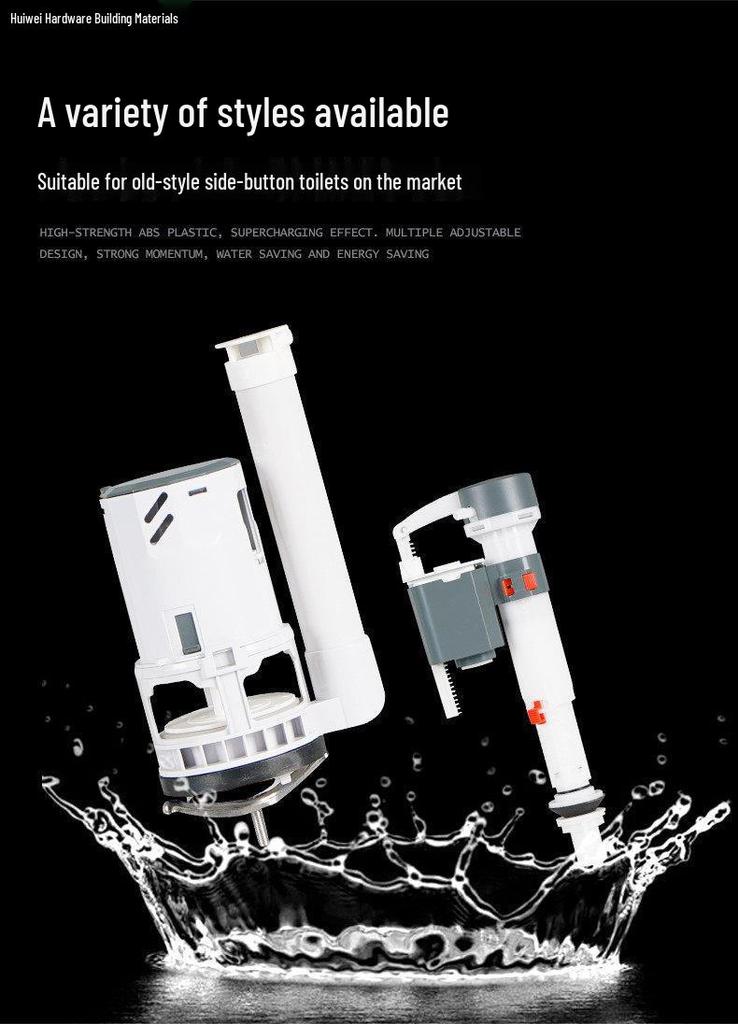 Vintage Large-Caliber Side-Mounted Dual-Flush Valve Set for Energy-Efficient Toilets