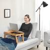 SONGMICS Bamboo Lap Desk, Laptop Table, Breakfast Tray with 5 Adjustable Tilting Angles, Small Drawer, Natural
