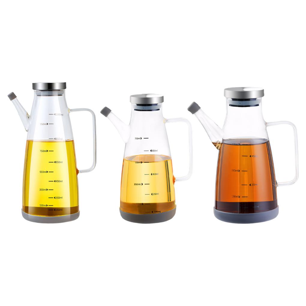 Heat-resistant Capacity Syrup With Steel Lid And Cap Oil Bottle Glass Easy-to-Clean Olive Oil Bottle Cooking Bottle