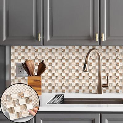 10 adesivi murali per piastrelle, design elegante a quadri, autoadesivi, forte aderenza, resistente al calore, decorazione staccabile
