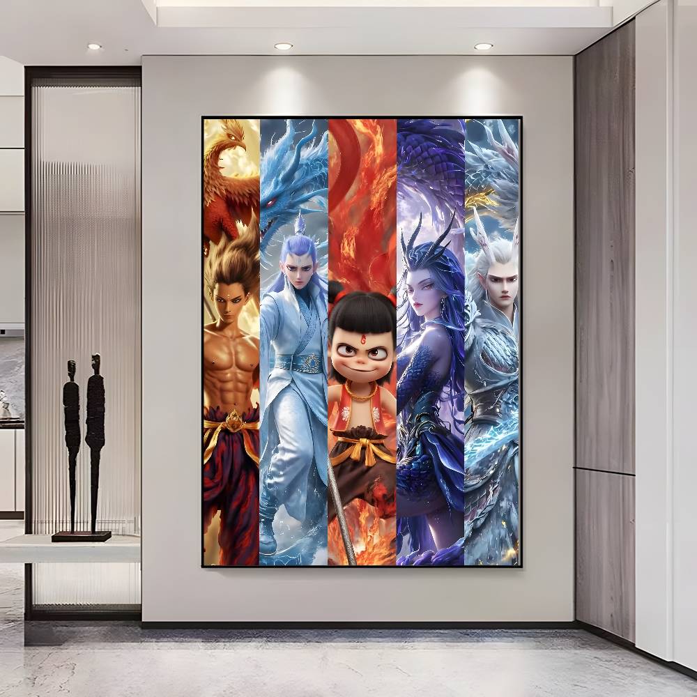 Chinese Anim Nezha Poster HD Posters Self Adhesive Waterproof Ideal for Living Room Bedroom Bar Decoration